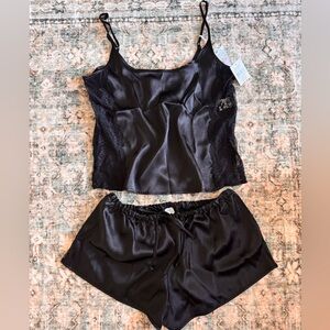 Luxurious Black Satin Pajama Set